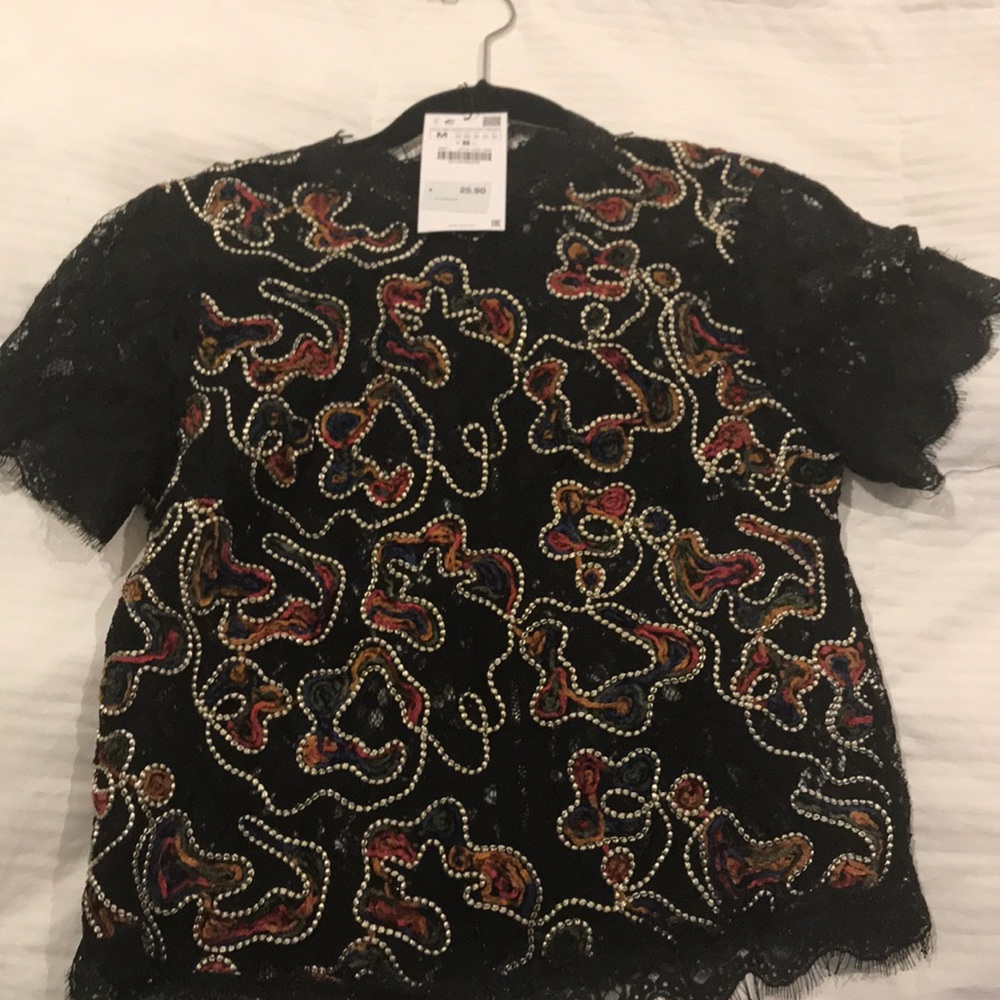 Zara crop lace top